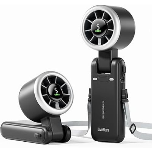 Diveblues Portable Handheld Turbo Fan, 5 Gear Wind, Battery Operated, Up to 12 Working Hours, 3 IN 1 Hand Fan with Air Turbo Tech Cooling Fan for Outdoor Activities, Travel, Working