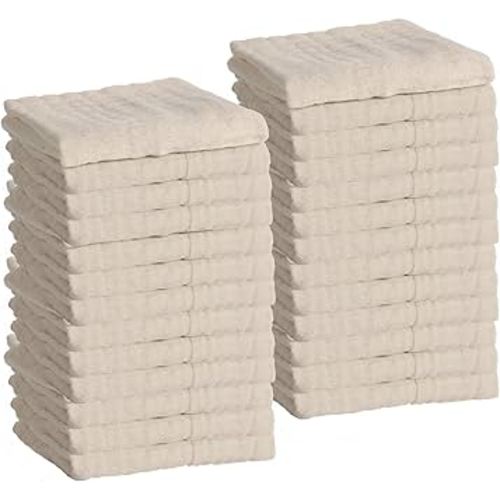 Chumia 20 Packs Muslin Baby Burp Cloths Set Large 20 x 10 Inch Cotton 6 Layers Burp Cloths Baby Boy Newborn Washcloths Infant Burp Wipe Soft Absorbent Baby Towel for Boys and Girls(Beige)