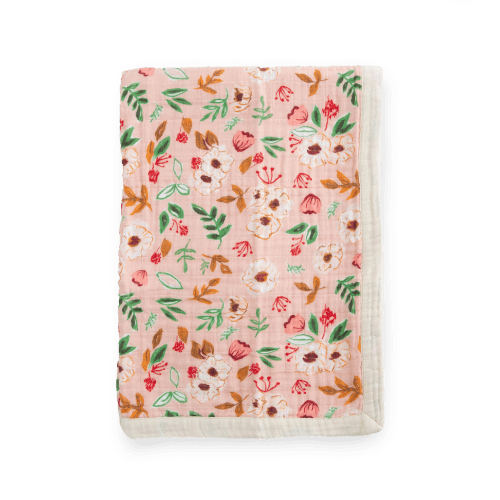 Cotton Muslin Baby Quilt - Vintage Floral
