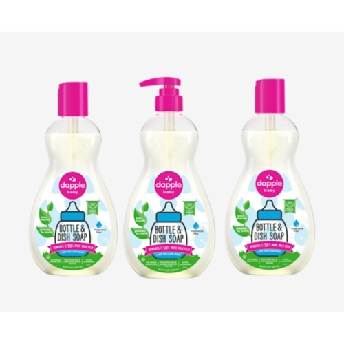 Dapple Baby Bottle Soap, Hypoallergenic Dish Soap for Baby Bottles, Powered by Plants, 1 Pump Included, Packaging May Vary, Fragrance Free, 16.9 Fl Oz (Pack of 3)