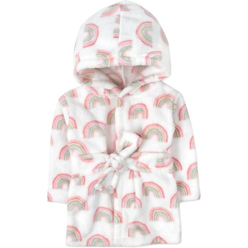 Baby and Infant Bath Robe with Hood and Baby Beach Cover Up for Boys and Girls 0-9 Months (Radiant Rainbows)
