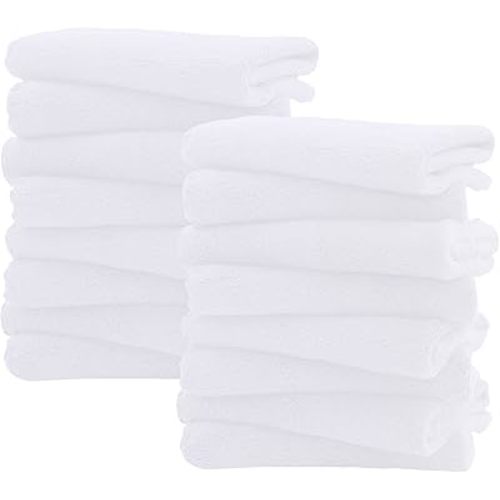 16 Pack Burp Cloths for Baby - 20" by 10" Ultra Absorbent Burping Cloth, Newborn Towel - Milk Spit Up Rags - Burpy Cloths for Unisex, Boy, Girl - Burp Cloths Set (White)