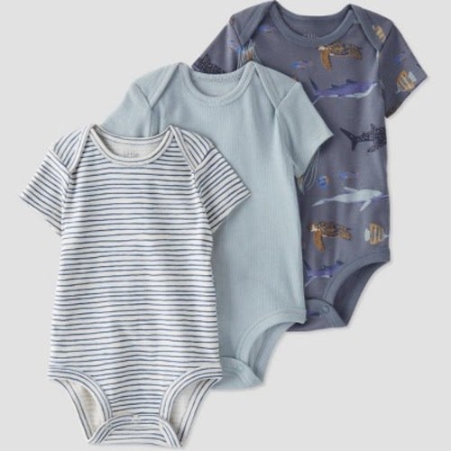 Little Planet by Carter’s Organic Baby 3pk Whale Bodysuit - Green/Blue/White, Size: 3M