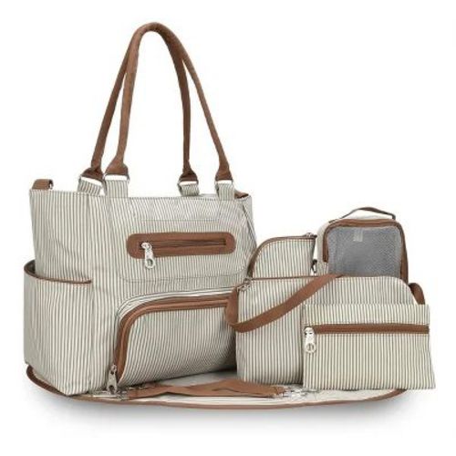 Racxily 8Pcs Baby Nappy Diaper Bags Set for Mom Dad Handbags Multifunctional Diaper Changing Bags with Bottle Bag,2 Burp Cloths&Hook