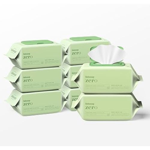 Korea’s #1 Zero Harsh Chemicals Baby Wipes- Water Based Hypoallergenic Unscented Extra-Thick 55 GSM Plant-Based for sensitive skin Zero skin irritants Flip-Top 640 Count (8 Packs)