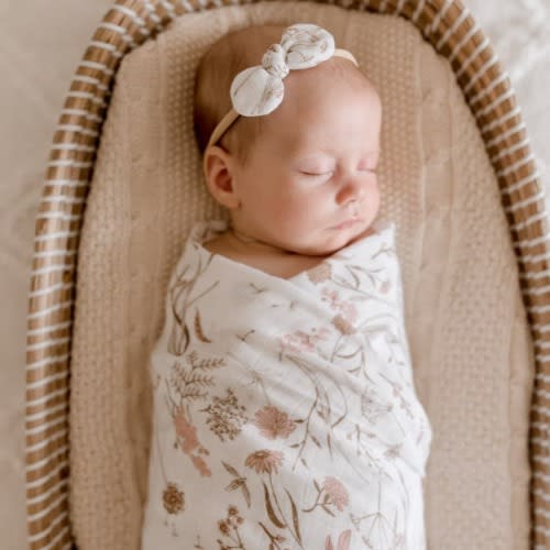 Wild Meadow (pink petals) Bamboo muslin Swaddle wrap