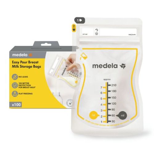 Breast Feeding Supply- Medela Easy Pour Breastmilk Storage Bags, 210ml, Disposable Leakproof Breast Milk Bags with Milk Protection, Recyclable & BPA Free