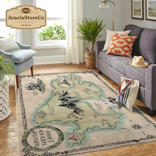 Neverland Map Area Rectangle Rug, Nursery Rugs, Vintage Rug, Rugs For Living Room Bedroom, Home Decor Rug
