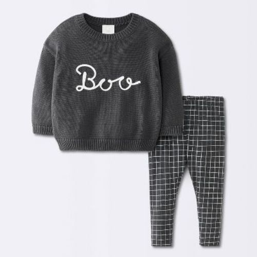 Baby 2pc Boo Sweater and Pants Set - Cloud Island™ Charcoal Gray 0-3M