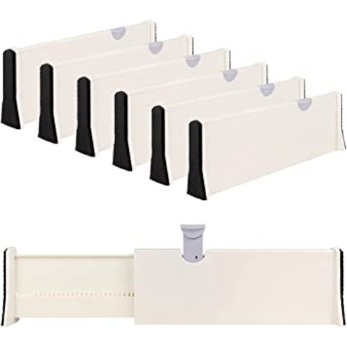 ZNCMRR Drawer Organizer 6 Pack Dresser Drawer Organizers 4”High Expandable from 11-17 Inches, Drawer Dividers for Clothes, Dresser, Closet, Drawer, Office, Kitchen Storage
