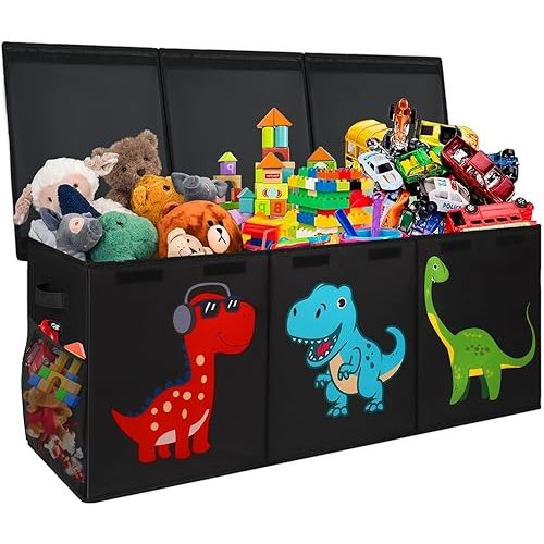 Extra Large Toy Box Chest, Collapsible Storage Organizer with Lids, Sturdy Dinosaur Toybox for Boys Girls, 40"x16"x16" Kids Storage Bin Box Baskets for Living Room, Playroom, Bedroom, Nursery