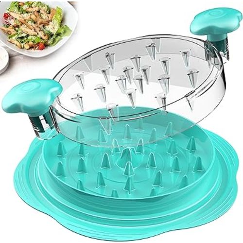 Chicken Shredder Large Chicken Breast Shredder Tool Twist with Brush&Fork, Visible Meat Shredder Machine, Anti-Slip Strip, Ergonomic Handle, BPA Free, Pork Beef Chicken(Mint Green)