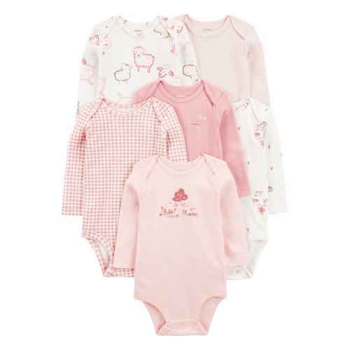 Baby 6-Pack Farm Animals Long-Sleeve Bodysuits | 3 mo | Carter's