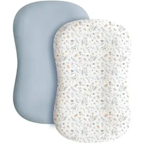 Konssy 2 Pack Baby Lounger Cover, Stretchy and Soft Newborn Lounger Cover, Infant Lounger Slipcover for Boys Girls, Covers Only (Blue Grass, Ice Blue)