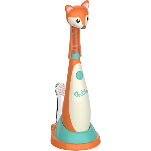 Brusheez Little Toddlers’ Sonic Toothbrush - Safe & Gentle Toothbrush for Ages 1-3 with Built-in, Light-Up 2-Minute Timer, Extra Brush Head, & Storage Base for First-Time Brushers (Fuzzy The Fox)