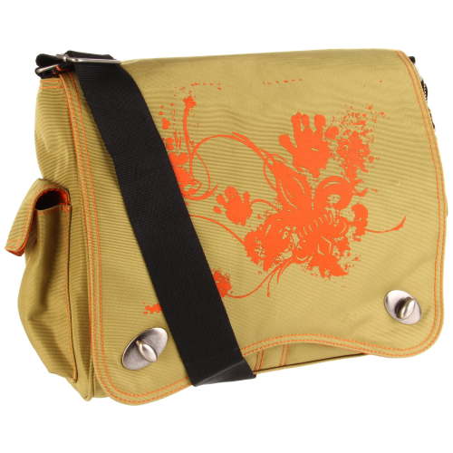 Kalencom Diaper Bag Olive Screened, Bottle Bag, Change Pad, Zipper Bag 16x6x12"H