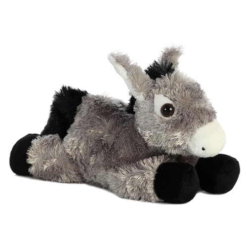 Aurora® Adorable Mini Flopsie™ Donkey Stuffed Animal - Playful Ease - Timeless Companions - Gray 8 Inches