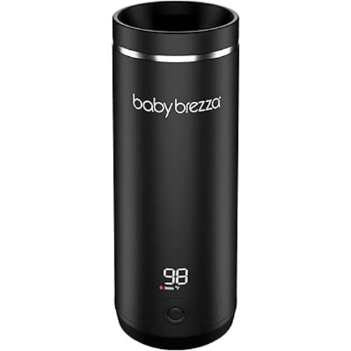 Baby Brezza Superfast Portable Baby Bottle Warmer – 67% Faster - Travel Breastmilk Warmer and Formula Warmer - Safe, Even Heating - Up to 9oz - No Adapters, Black