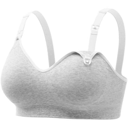 Momcozy Nursing Bras for Breastfeeding, Soft U.S. Cotton Seamless Maternity Bra, Fixed Padding, Wireless Pregnancy