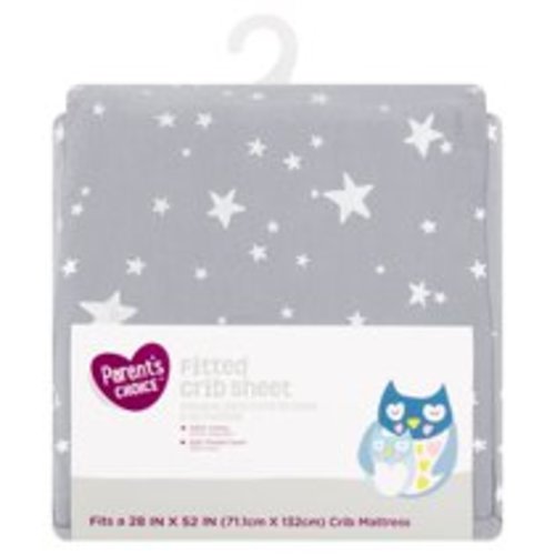 Parent's Choice Fitted Crib Sheet, Silver Stars