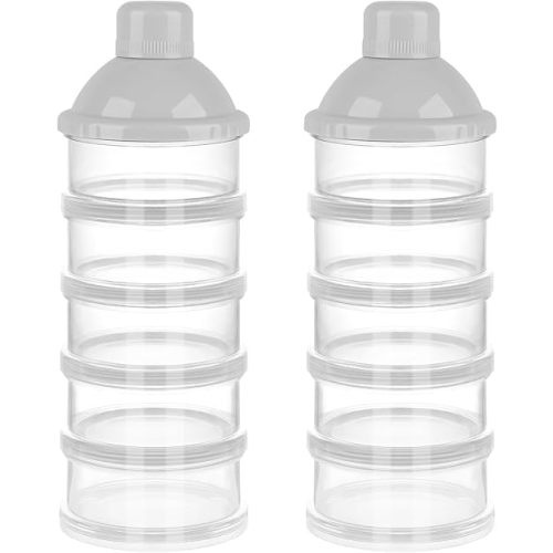 Accmor Formula Dispenser On The Go, 5 Compartments Stackable Formula Container for Travel, Baby Milk Powder Kids Snack Container, BPA Free