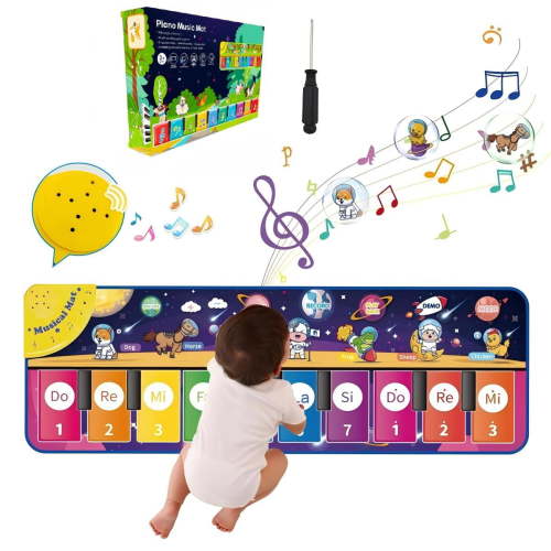 Byseng Floor Piano Mat for Toddlers, Sensory Educational Musical Mats for 1 2 3 4 5 Year Old Boy Girl, Keyboard Carpet Playmat