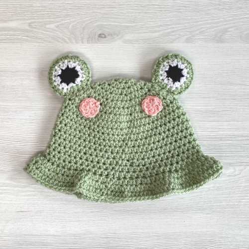 Crochet Baby Froggie Bucket Hat/ Handmade Sun Hat Gift/ Photoshoot Prop/ Toddler Summer Festival Hat/ Frog