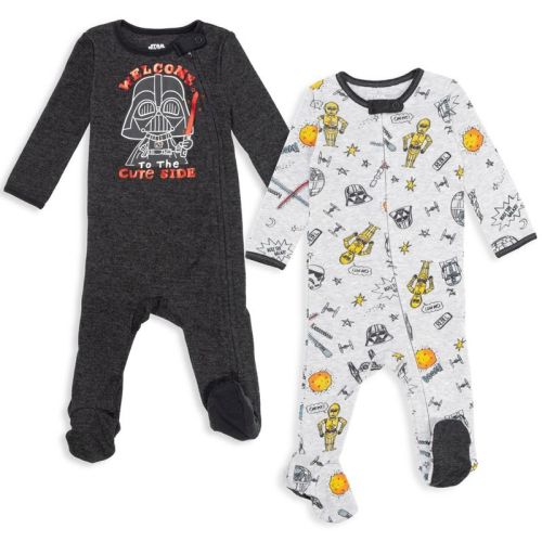 Star Wars Darth Vader C-3po R2-d2 Newborn Baby Boys 2 Pack Zip Up Sleep N' Play Coveralls Charcoal/gray 6-9 Months