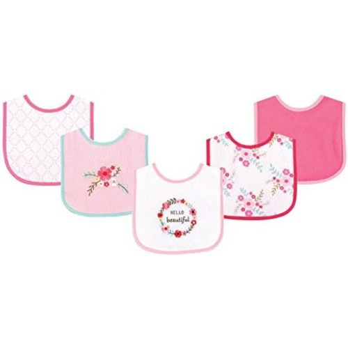 Luvable Friends Baby Cotton Terry Drooler Bibs with PEVA Back, Transportation, One Size