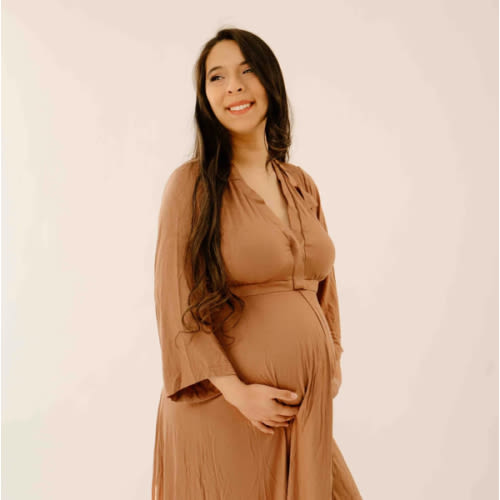 Lila Labor & Postpartum Gown in Caramel