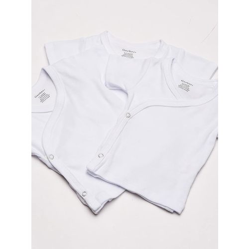 Gerber Baby-Girls 3-Pack Short-Sleeve Side-Snap Shirt - Newborn - White