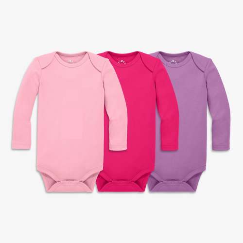 Organic long sleeve babysuit 3-pack - Blossom mix / 3-6