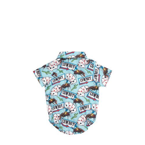 Shea Baby Infant Boy's Turquoise Cowboys & Cards Western Onesie
