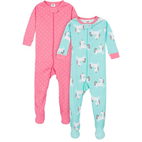 Gerber Baby Girls' 2-Pack Footed Pajamas