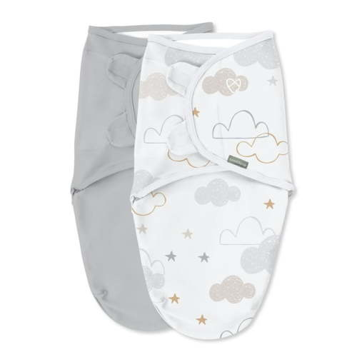 SwaddleMe by Ingenuity Original Swaddle, 0-3 Months, 2-Pack - Space & Clouds
