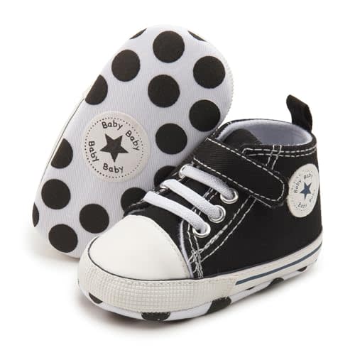 KKIIDDSS Unisex Baby Girls Boys Canvas High-top Shoes, Newborn Infant Anti-Slip Soft Sole Frist Walking Breathable Sneakers