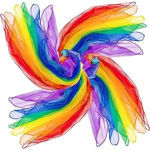 AIVIAI Juggling Scarves for Kids Play 24 Pcs Dance Music Scarfs Colorful Silk Actives Scarves Rhythm Band Scarves for Toddlers Children Movement(6 Colors)