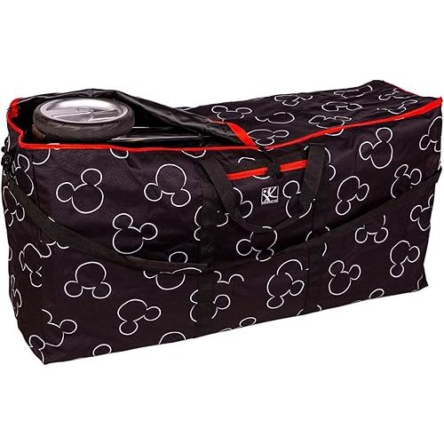 J.L. Childress Disney Baby Single & Double Stroller Bag - Travel Bag for Airplane, Fits Most Single & Double Baby Strollers, Airport Accessories for Gate or Baggage Check - Mickey Mouse, Black