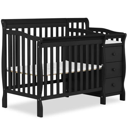 Dream On Me Jayden 4-in-1 Convertible Wood Crib with Changer, Black