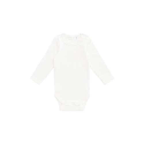 Organic Cotton Fine Rib Long Sleeve Bodysuit - Parchment