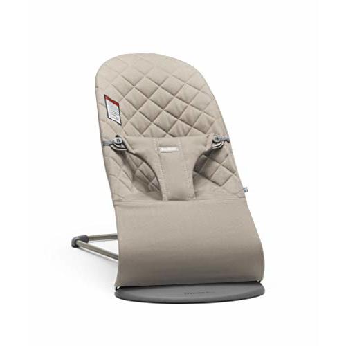 BabyBjrn Bouncer Bliss, Sand Gray, Cotton | 2-in-1 Adjustable Baby Bouncer Seat and Toddler Chair, Newborn to Toddler (8-29 lbs), 4 positions, Lightweight & Portable
