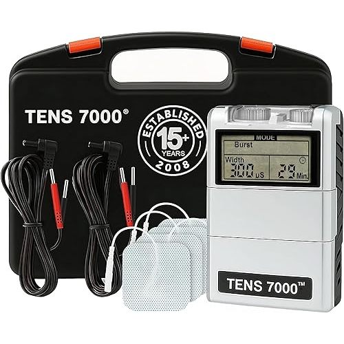 TENS 7000 Digital TENS Unit with Accessories - Muscle Stimulator Machine for Back Pain Relief, Sciatica, Neck, Nerve, Shoulder, Hip, Elbow, Muscle Pain Relief