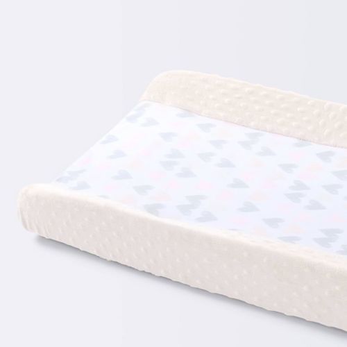 Wipeable Changing Pad Cover with Plush Sides Hearts - Cloud Island™ Pink