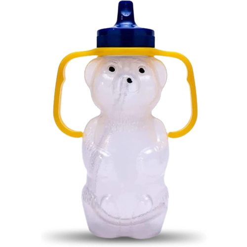 TalkTools Honey Bear Drinking Cup with 2 Straws - Special Needs Assistive Drink Container | Spill Proof & Leak Resistant Lid | Helps teach lip rounding, tongue retraction and other oral-motor skills.