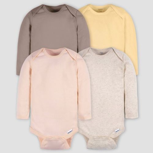Gerber Baby 4pk Long Sleeve Onesies - Pink 0-3m