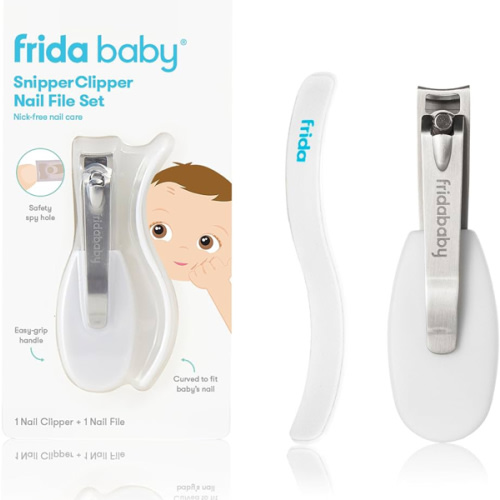 Frida Baby NailFrida Baby Nail Clippers & Nail File & Buffer for Newborns and Up, Safety Spyhole, Nickel Free, Curved Clipper to Fit Babies Nails
