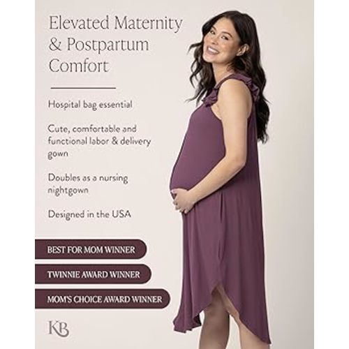 Kindred Bravely Ruffle Strap 3-in-1 Labor and Delivery Gown for Hospital, Postpartum Nursing (Burgundy Plum, Medium/Large) at Amazon Women’s Clothing store