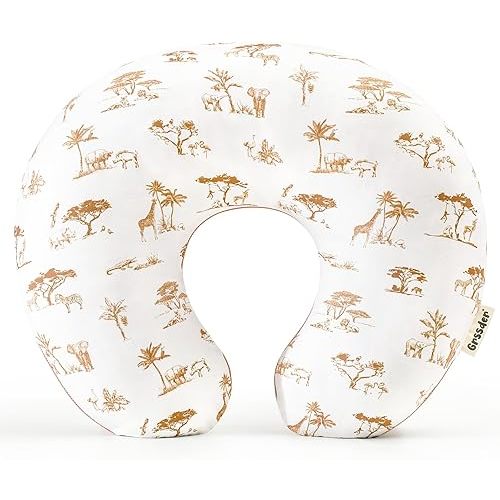GRSSDER Nursing Pillow Cover Stretchy Minky Removable Nursing Covers for Breastfeeding Pillows, Ultra Soft Comfortable Slipcover for Boy and Girls, Stylish Elk Animals Pattern