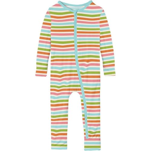 KicKee Print Coverall with Zipper, Super Soft Baby Clothes, Baby and Kid One Piece Sleepwear, Spring 2