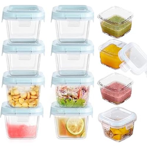 Small Glass Food Storage Containers Set of 12, 6oz Mini Glass Containers Airtight, Leakproof for Snacks, Dips, Overnight Oats, Condiment Salad Dressing Sauce, Microwave, Dishwasher Safe